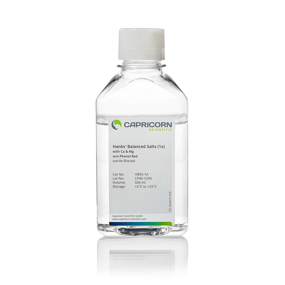Picture of Hanks’ Balanced Salt Solution (HBSS) with Ca & Mg, without Phenol Red - 500 ml