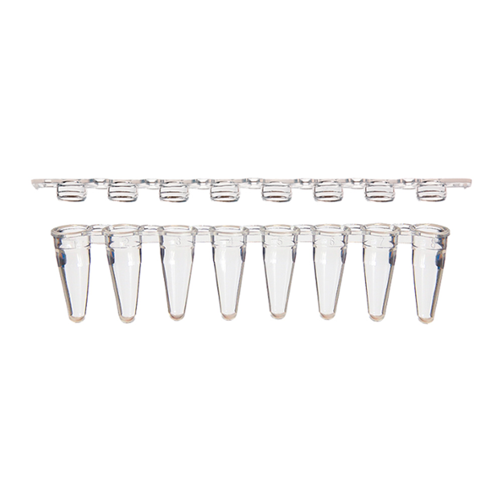 Picture of AmpliStar-II 8-Strip 0.1ml Low-Profile PCR Tubes and Optical Flat Caps - 10x125